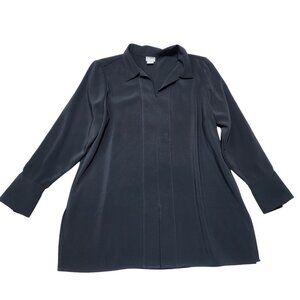 Chicos Womens Black Tunic Blouse With Gold Wrist Detail‎ Size 2 US 12/14
